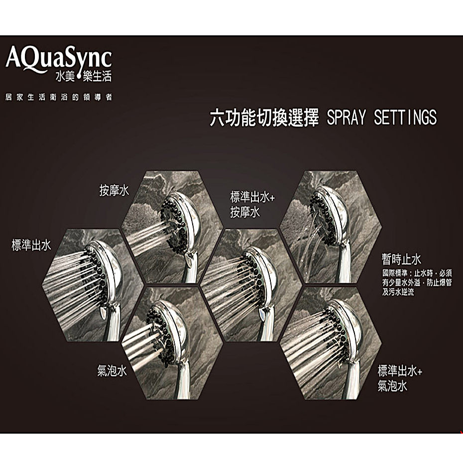 氣泡六段式蓮蓬頭
