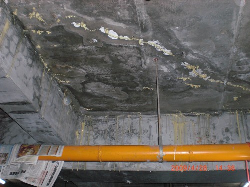 地下室天花板及樑高壓灌注止水防漏施工