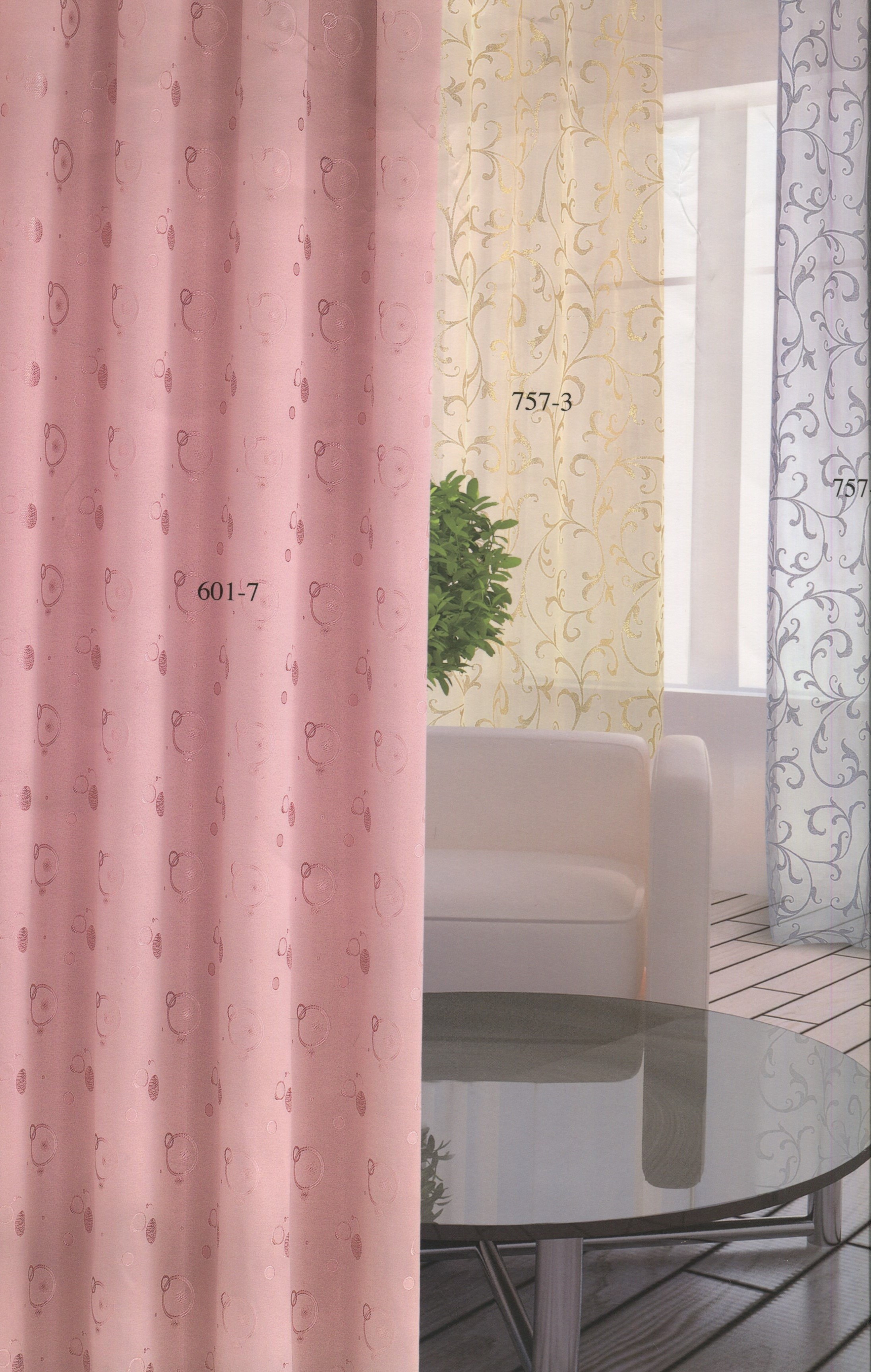 601-7緹花三明治窗簾