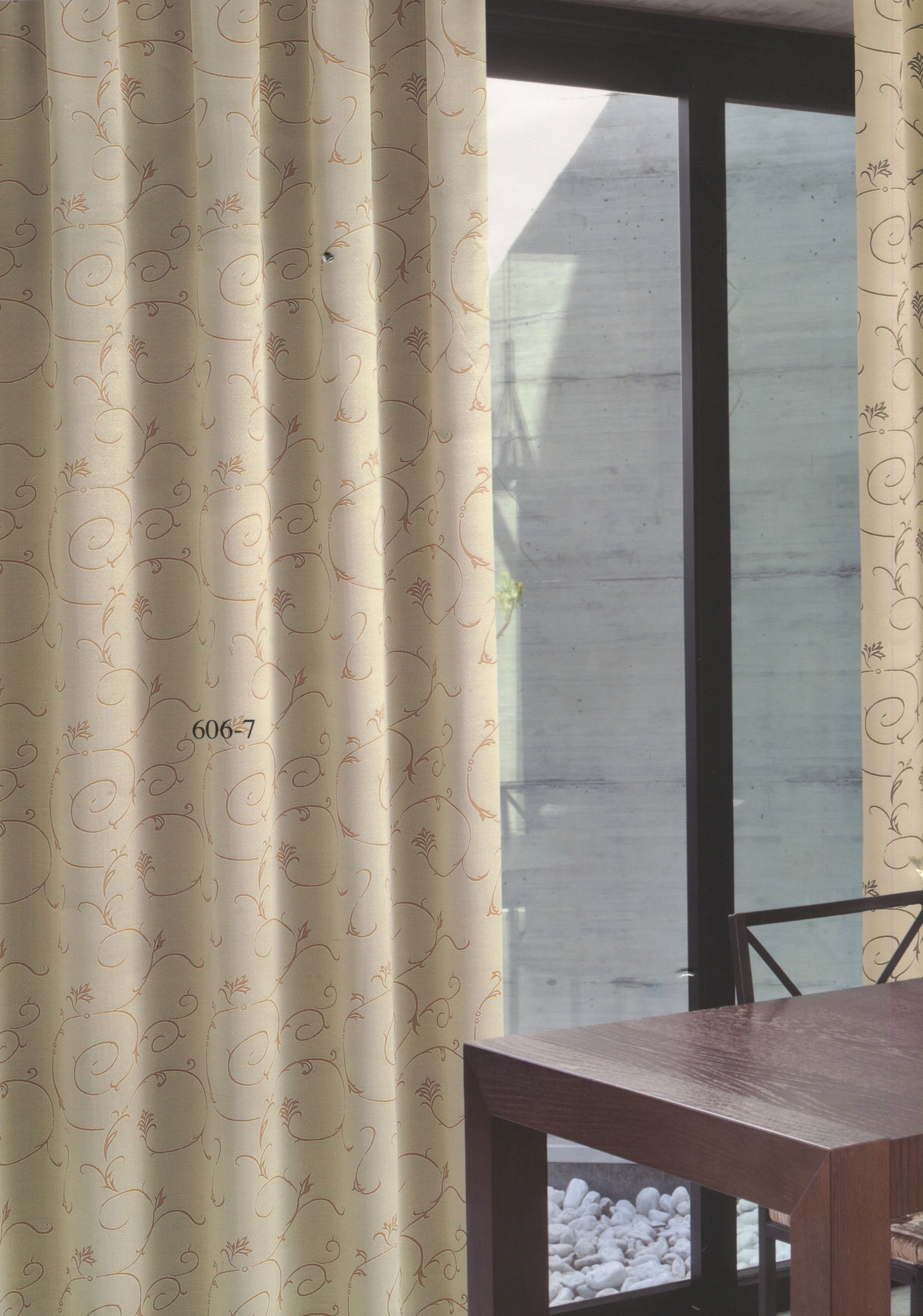 606-7雙面布緹花三明治窗簾