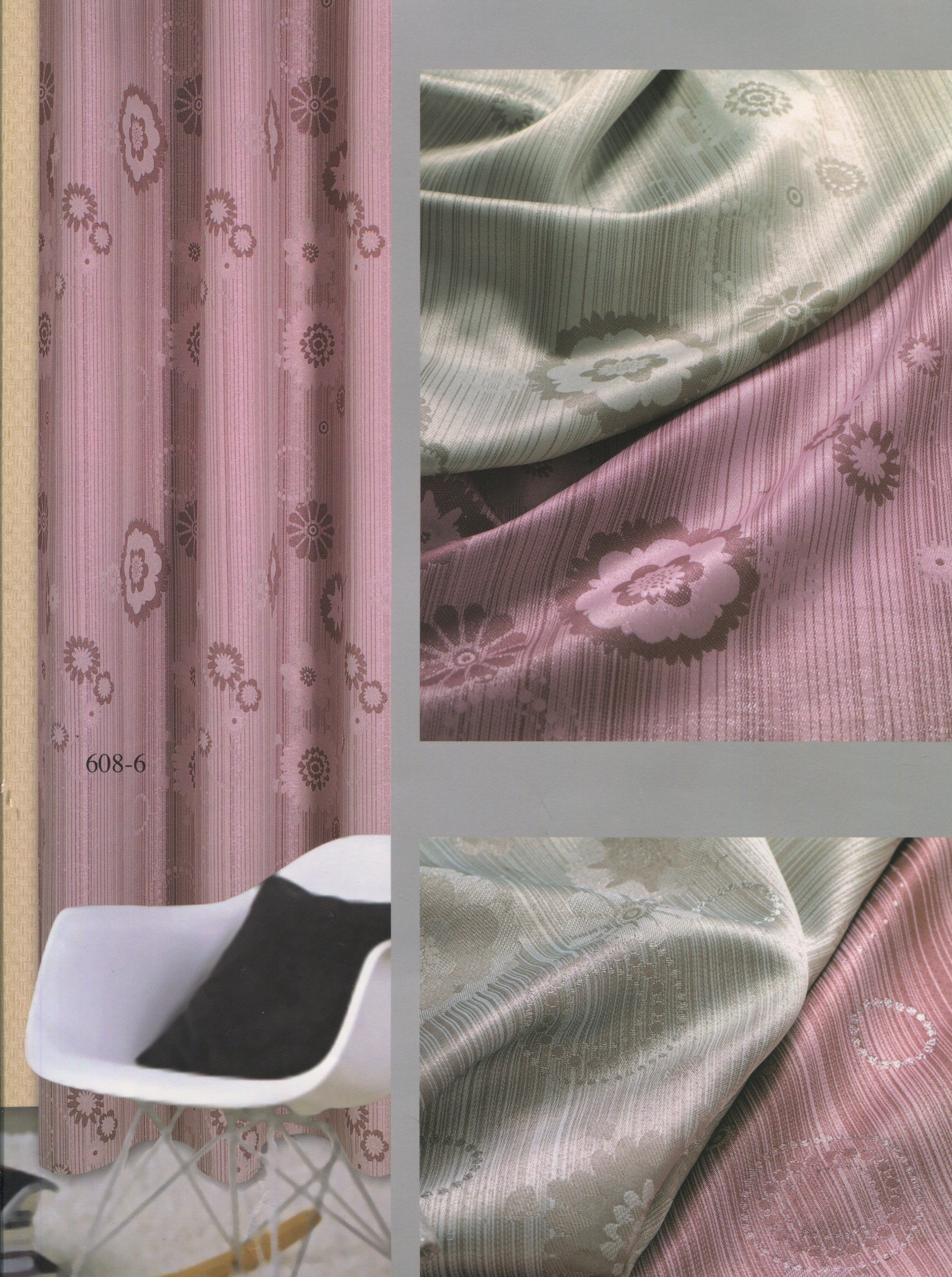 608-6金蔥雙面布緹花三明治窗簾