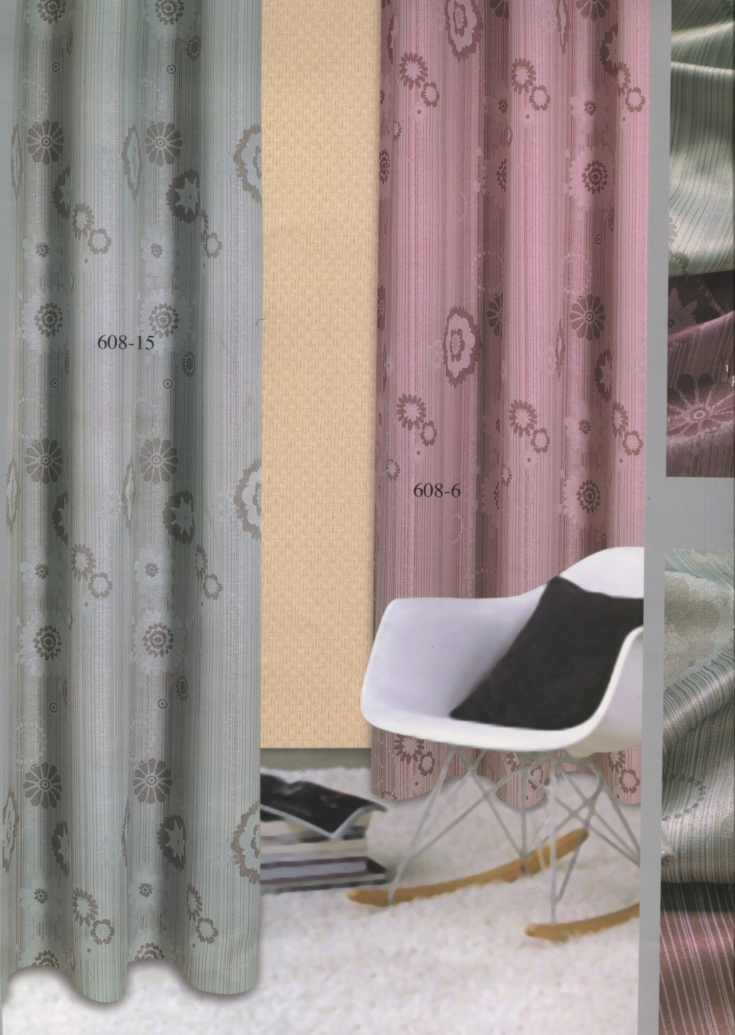 608-15金蔥雙面布緹花三明治窗簾