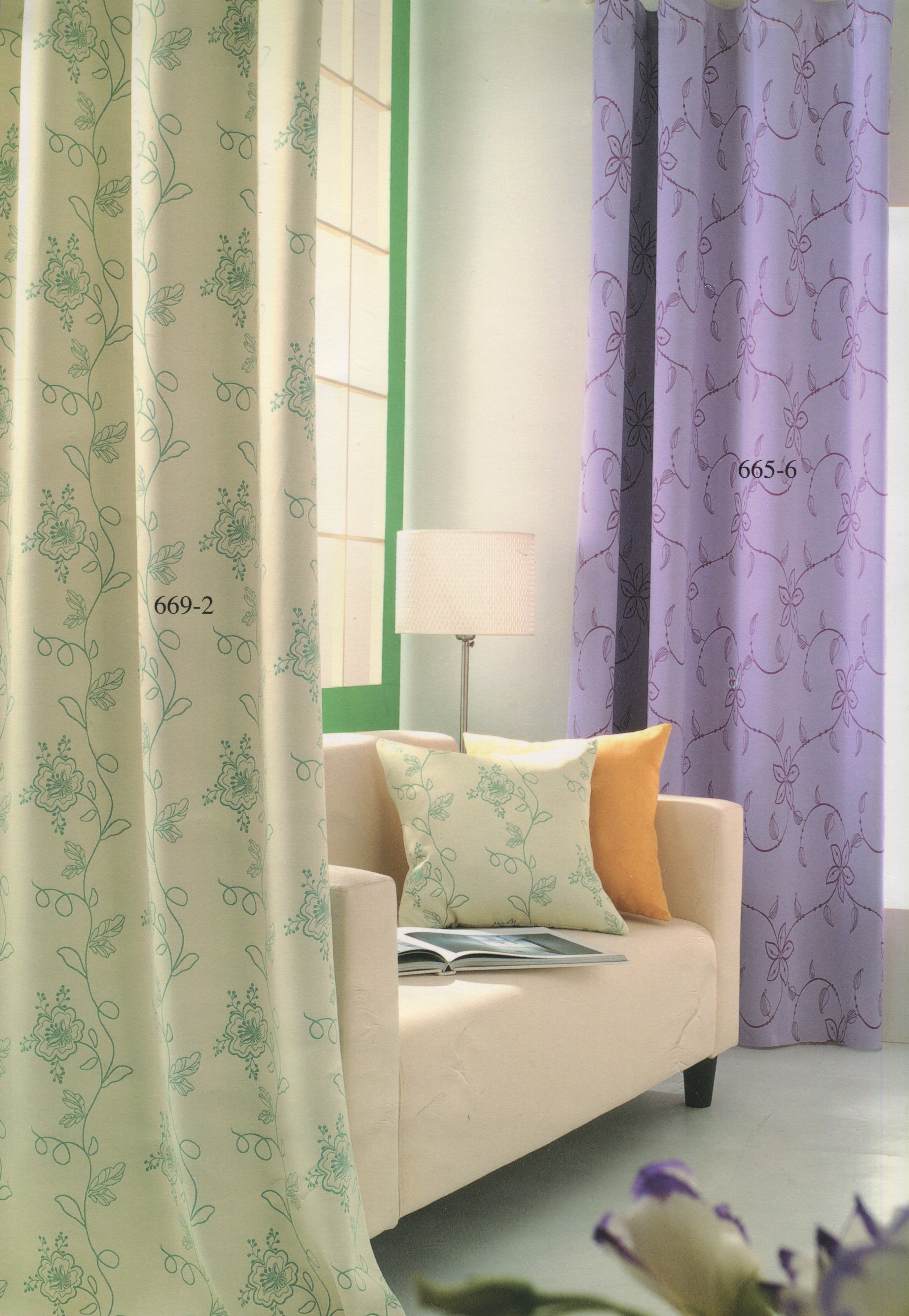 669-2山茶緹花三明治窗簾