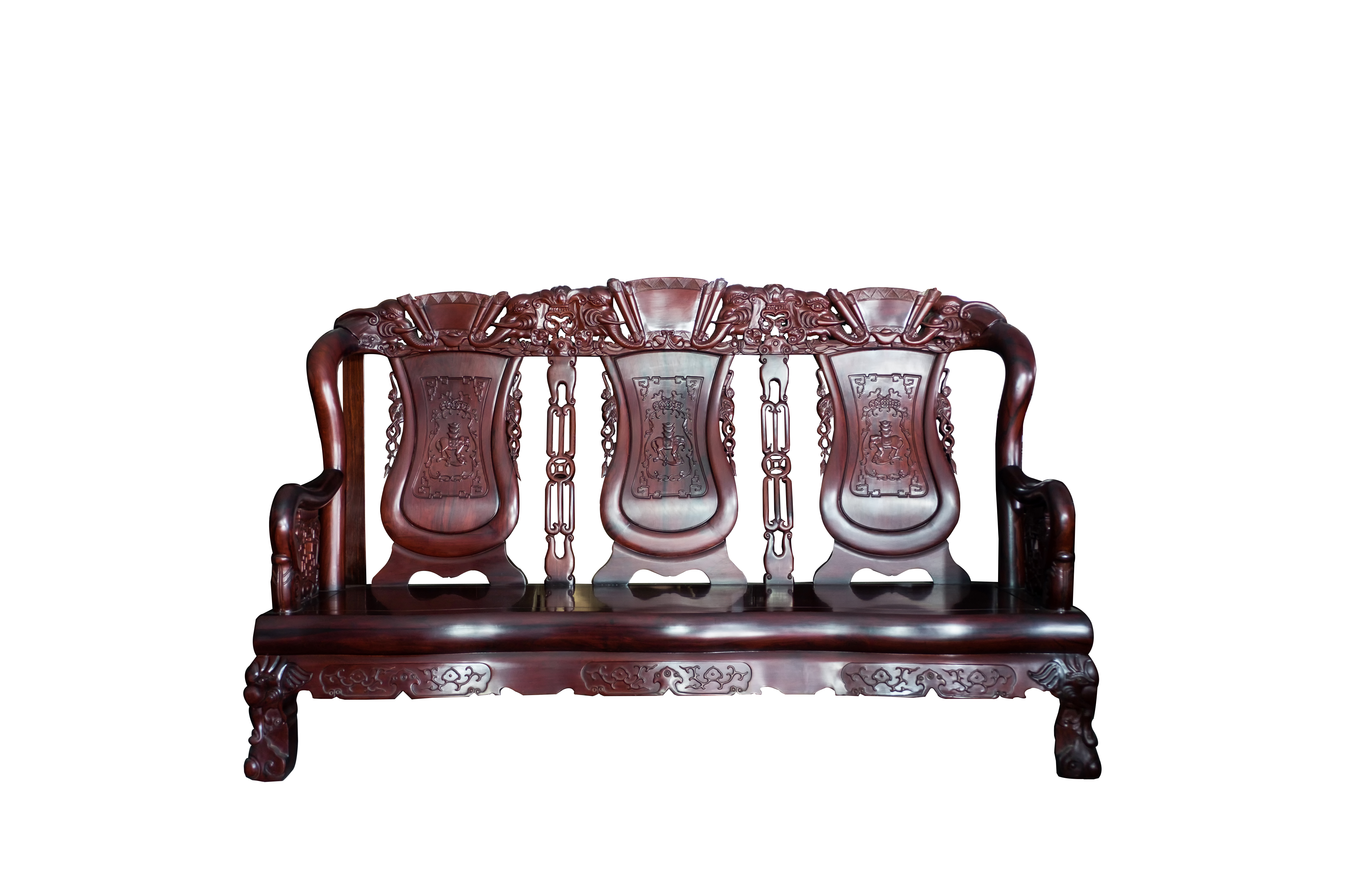 紫檀象頭戰國三人座