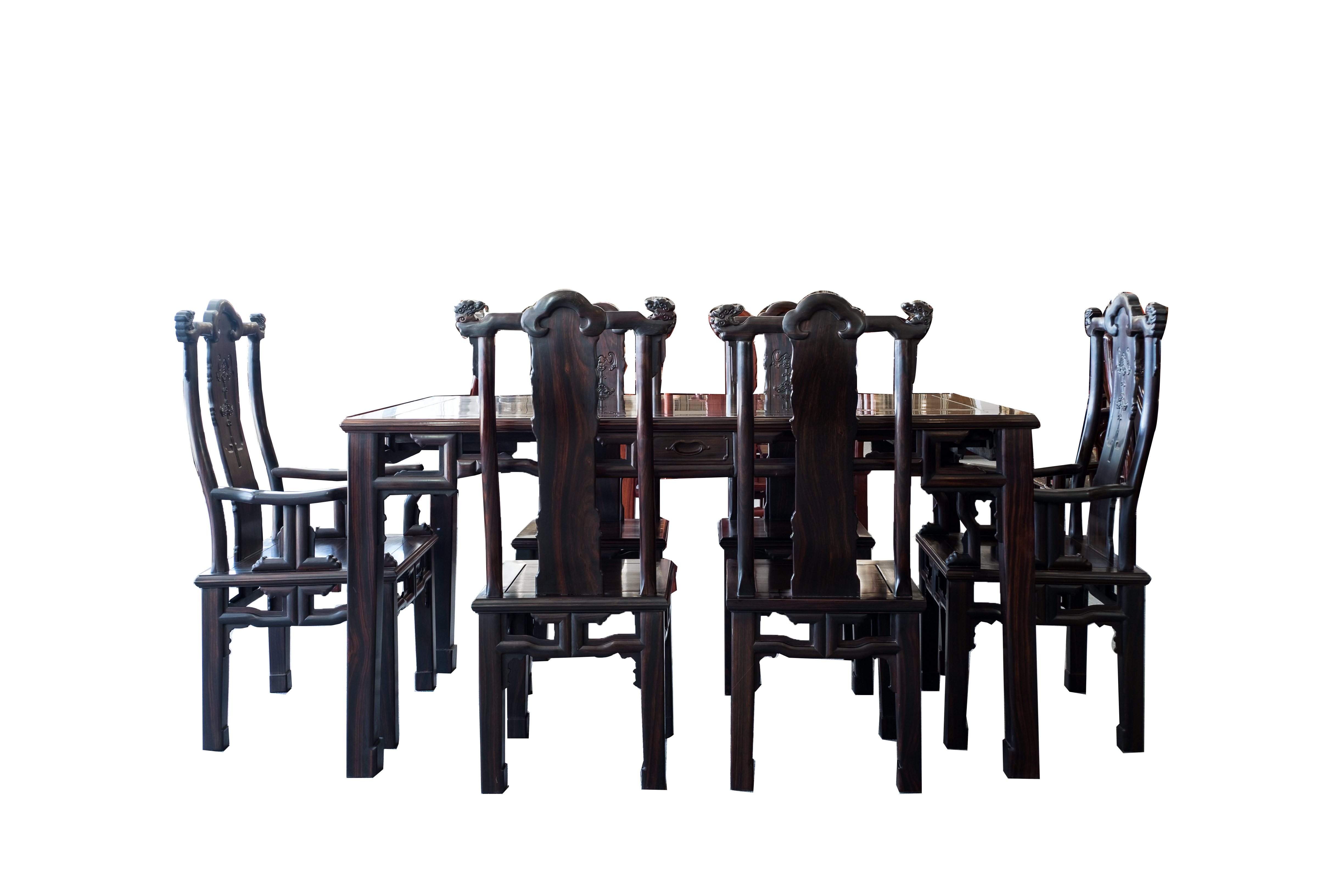 黑檀龍頭餐桌椅組