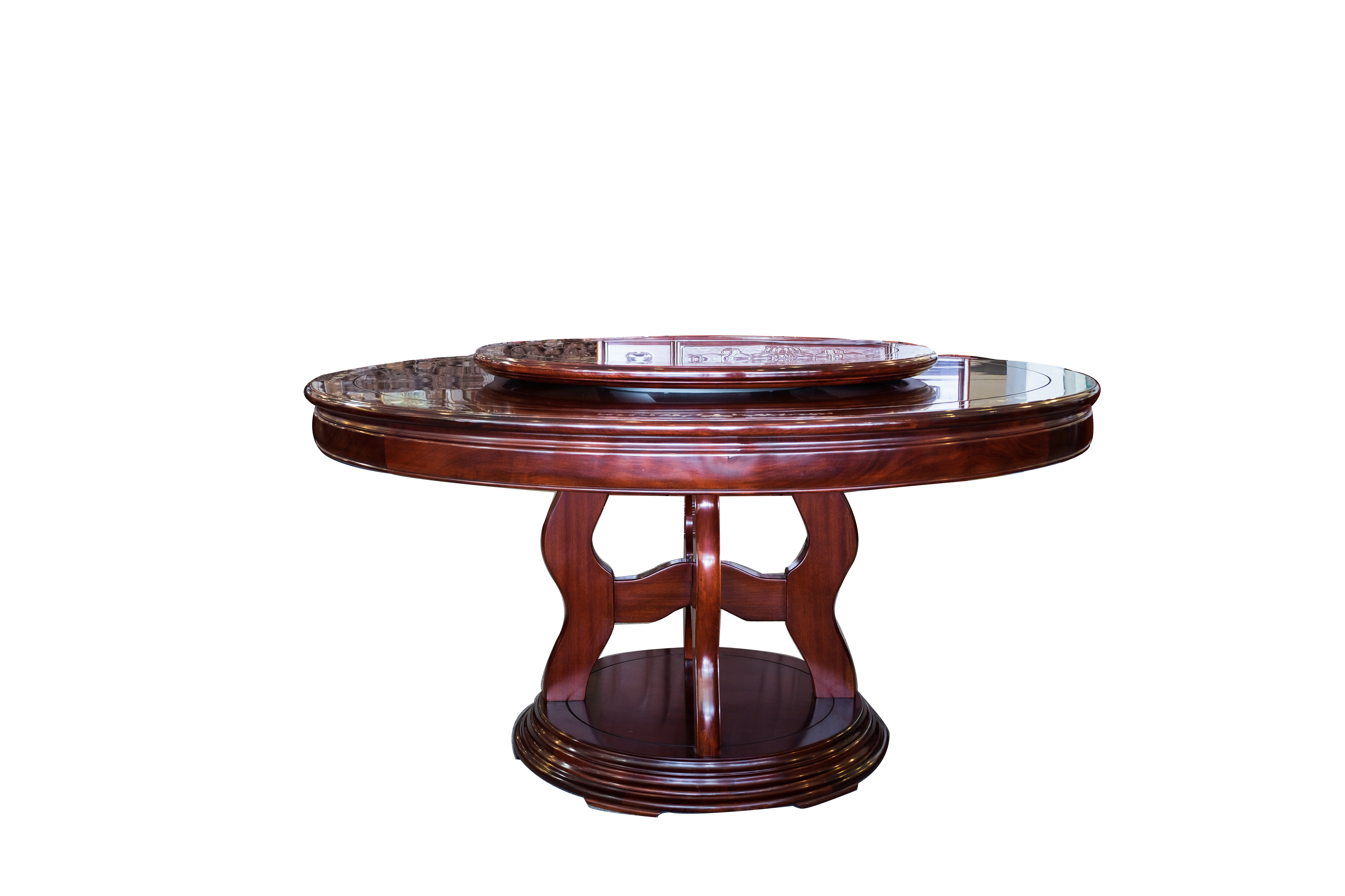 黑紫檀中式鑲貝圓餐桌