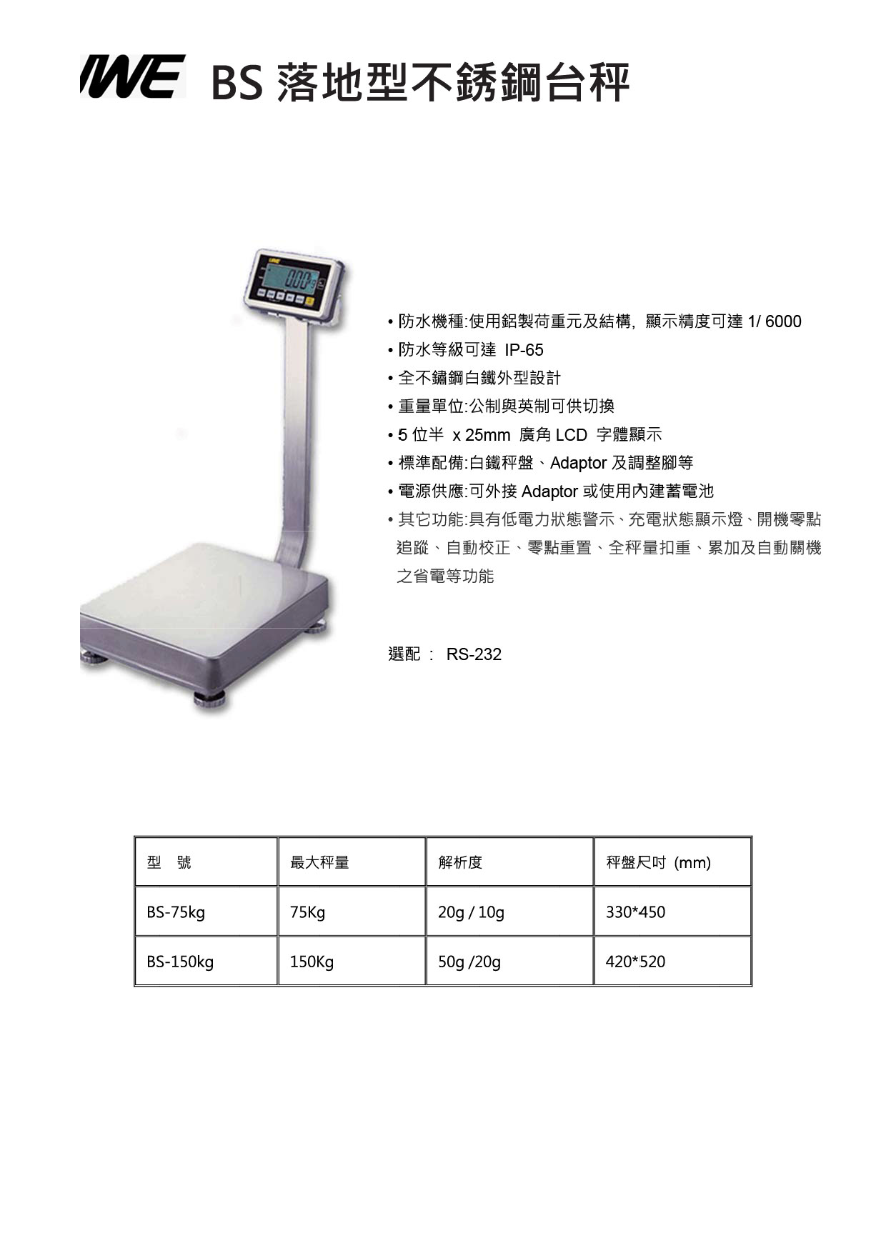 BS不鏽鋼防水台秤