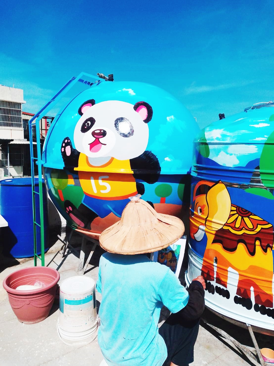 老獅手工彩繪-水塔油漆