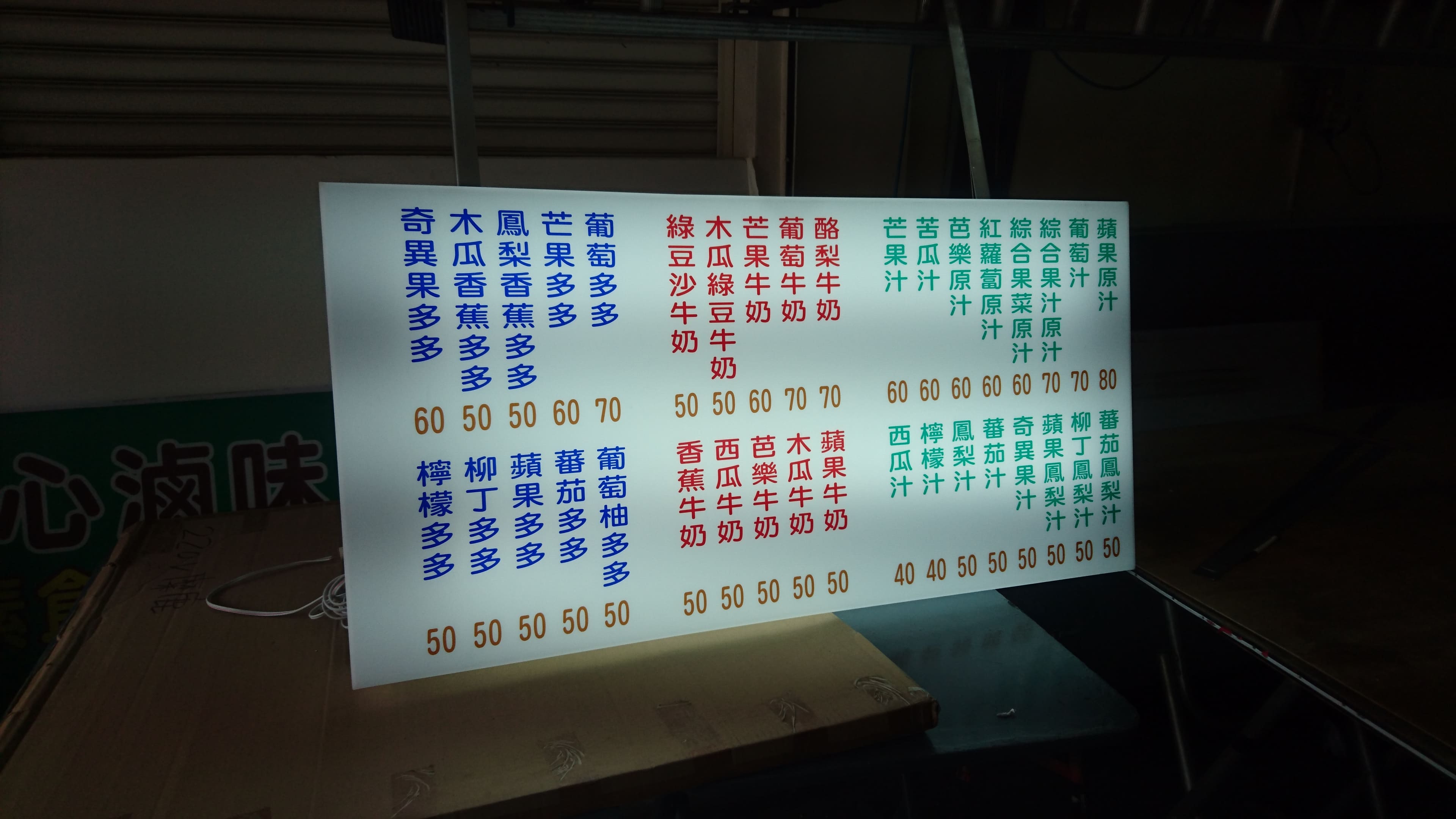 攤販菜單看板