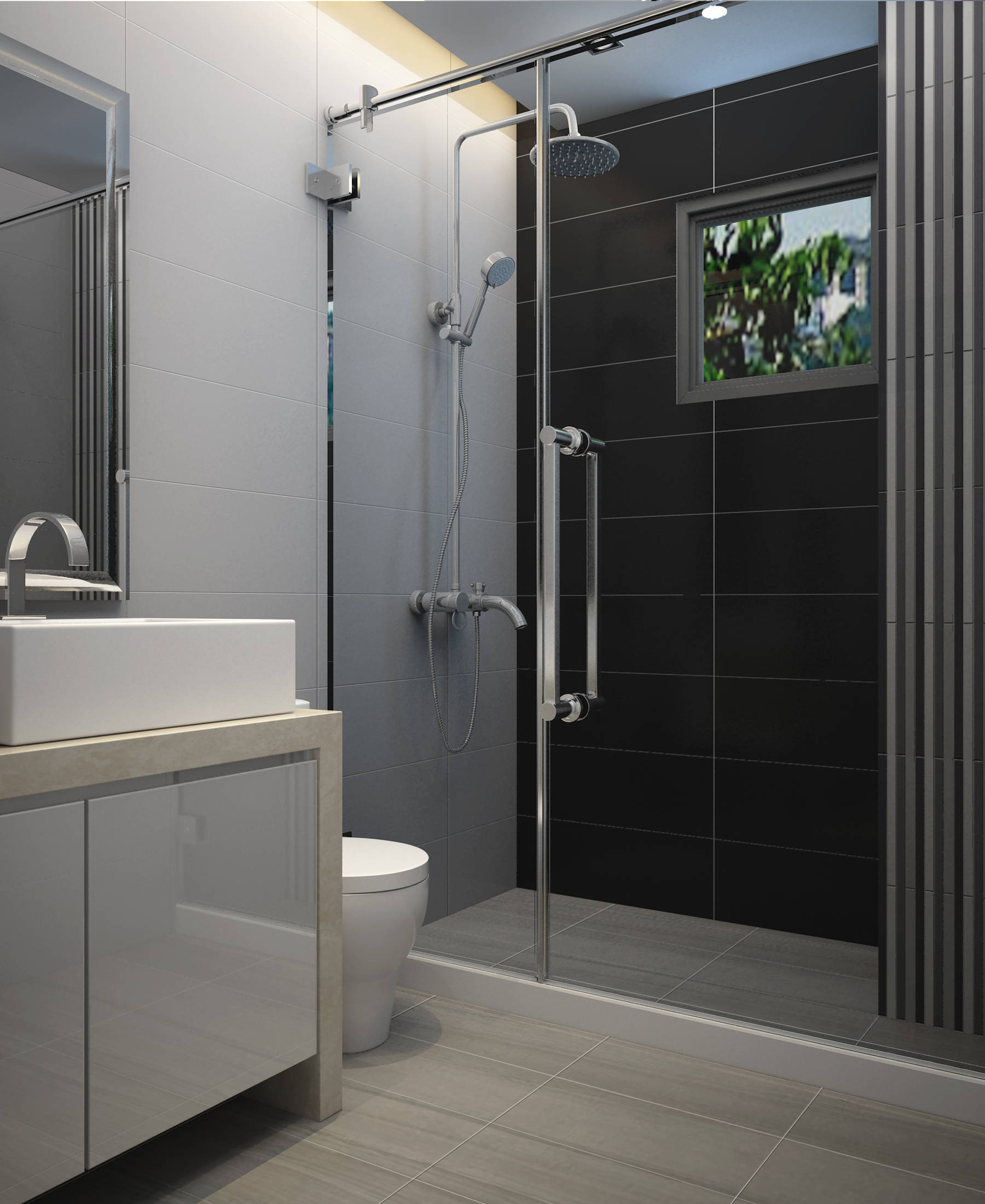 芙蕾亞((灰、黑)_柱子條紋花磚灰(直貼)