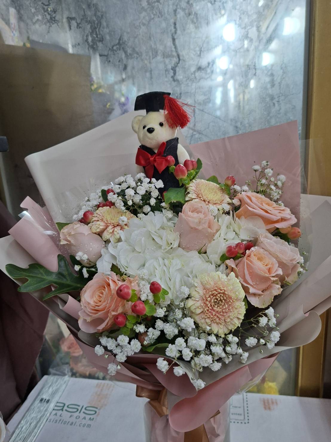 畢業花束+畢業小熊❀尚芳花藝設計❀
