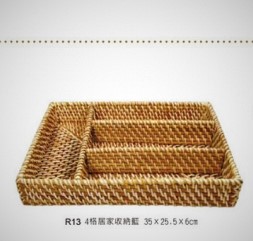 藤編系列-R13四格居家收納籃35*25.5*6cm