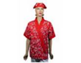 A258日本服-紅三色梅花配紅門襟(不含頭巾)