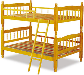 雙層白木方柱床