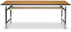 PU邊木紋面白鐵腳烤漆隔板折合式會議桌