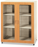 鋼木玻璃三層式牆櫃