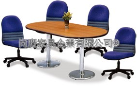 橢圓形木紋面會議桌