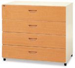 鋼木抽屜四層式牆櫃