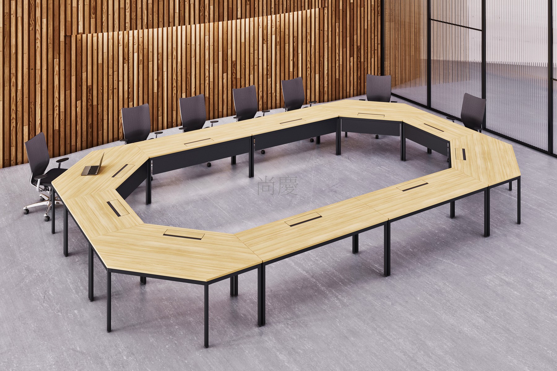 工業風環式會議桌