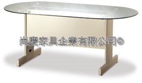 橢圓形玻璃面會議桌