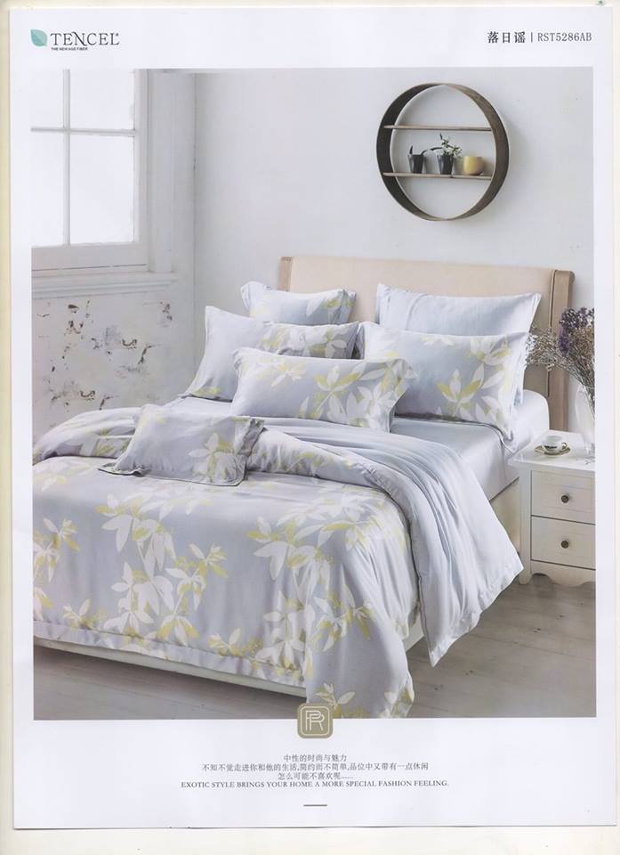 100%天絲(床包+兩用被)，(七件式床組)