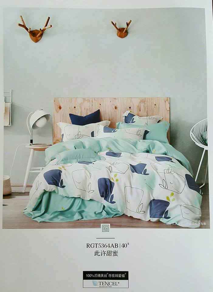 100%天絲(床包+兩用被)，(七件式床組)