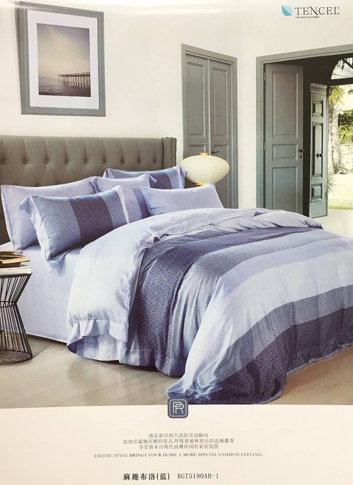 100%天絲(床包+兩用被)，(七件式床組)