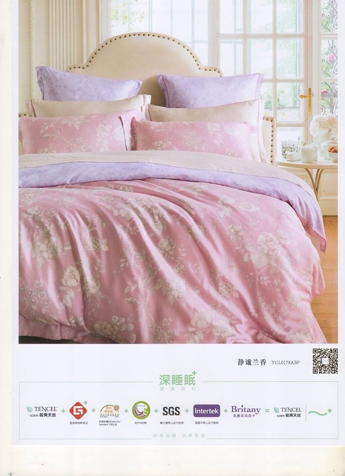 100%天絲(床包+兩用被)，(七件式床組)