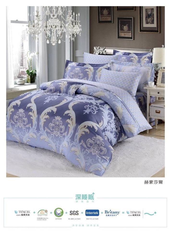 100%天絲(床包+兩用被)，(七件式床組)