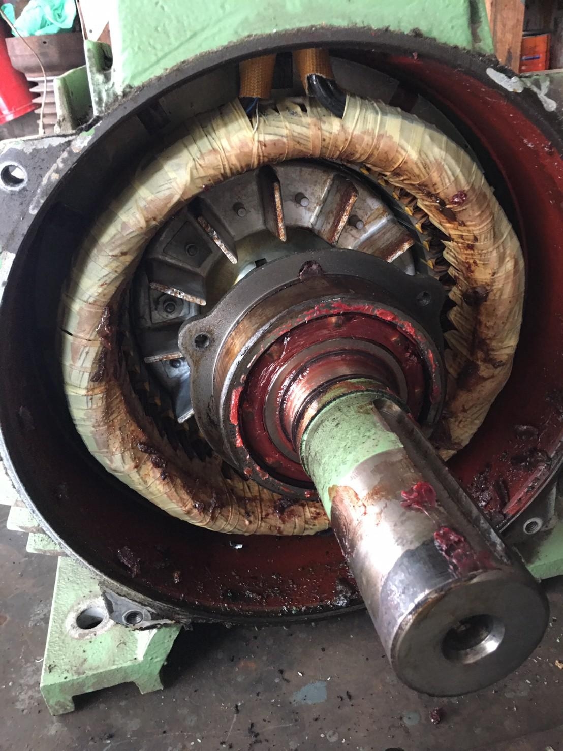 75HP馬達重新整理(重繞線圈及馬達軸承及電木版改善及線圈絕緣度加強)