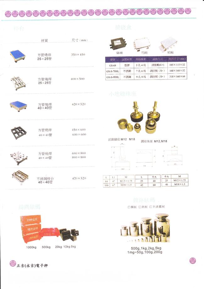 各種秤台及法碼的樣式