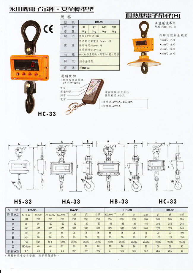 無線,隔熱電子吊秤系列