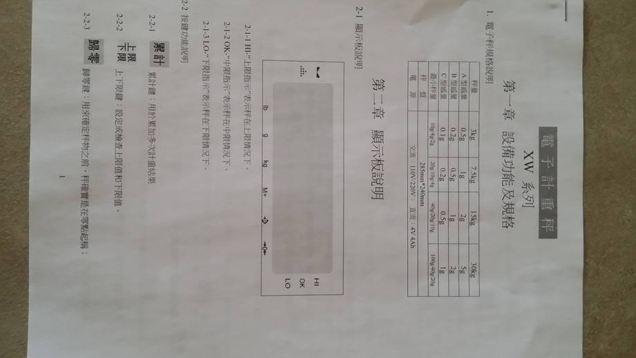 XW系列電子計重秤說明書1