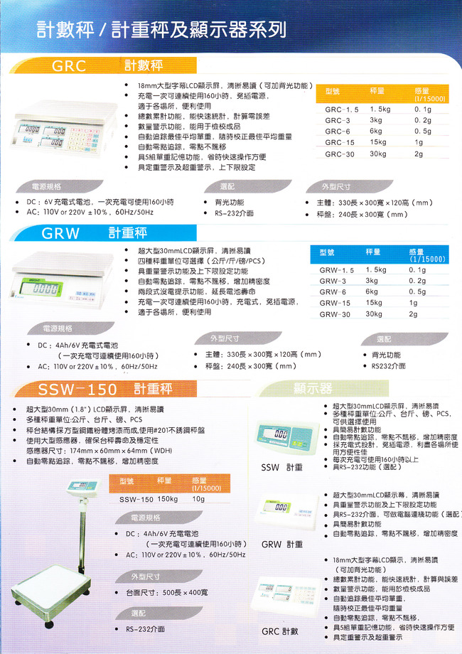 計價秤及計數秤綜合目錄