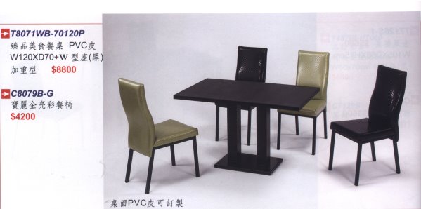 臻品美食餐桌、寶麗金亮彩餐椅
