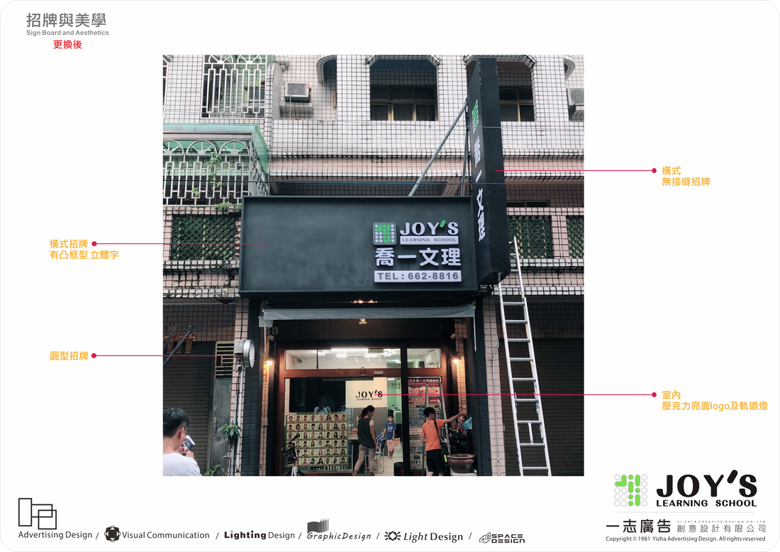 喬一文理-橫式無接縫招牌更換後