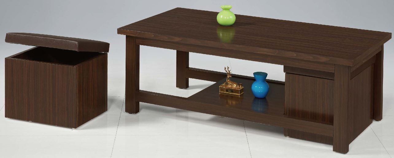 436-01&nbsp;康乃爾胡桃大茶几(木心板面／含腳椅X2)