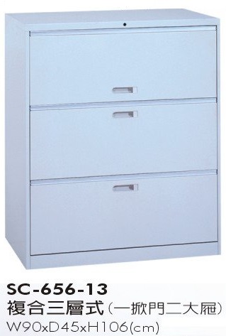 複合三層式(一掀門二大屜)