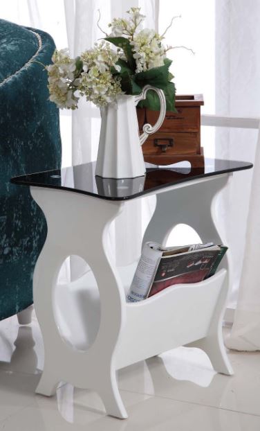 467-07&nbsp;KS1413雜誌架(亮光白／黑玻)