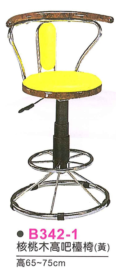 B342-1~4　核桃木高吧檯椅(黃/藍/粉紅/墨綠)