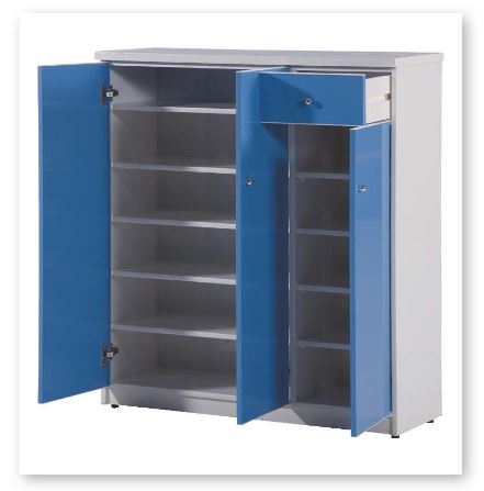 536-01&nbsp;SH-301塑鋼鞋櫃(藍／白)(附左5片大隔板／右4片小隔板)