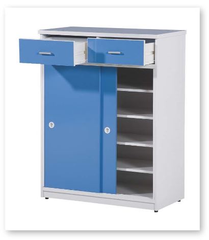 537-01&nbsp;SH-202塑鋼鞋櫃(藍／白)(附4片隔板)