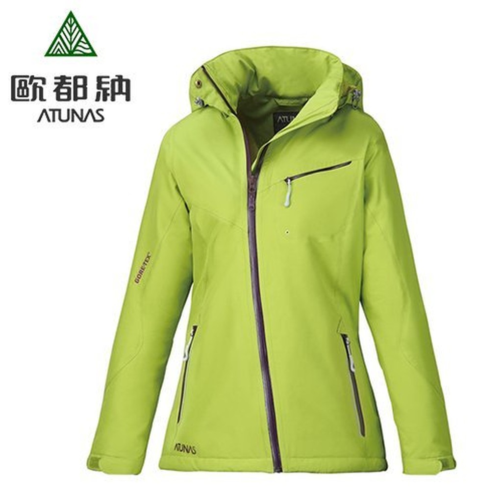丹大戶外【ATUNAS】歐都納女款單件鋪棉防風防水Gore-Tex連帽外套/保暖透氣A-G1329W亮綠