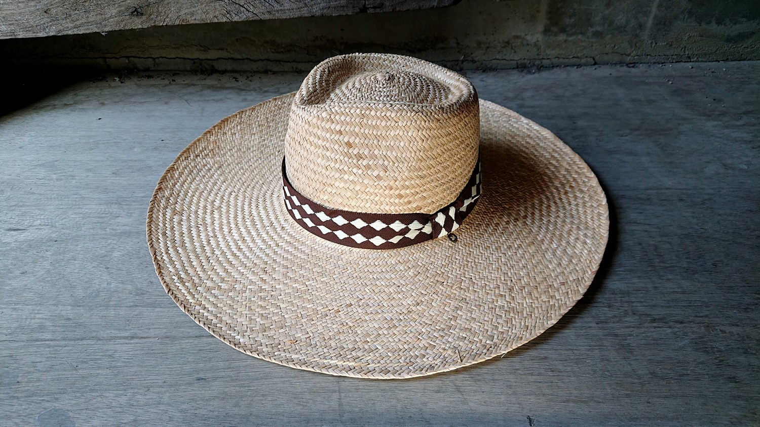 4吋水滴寬帽沿-素編織-緞帶可指定