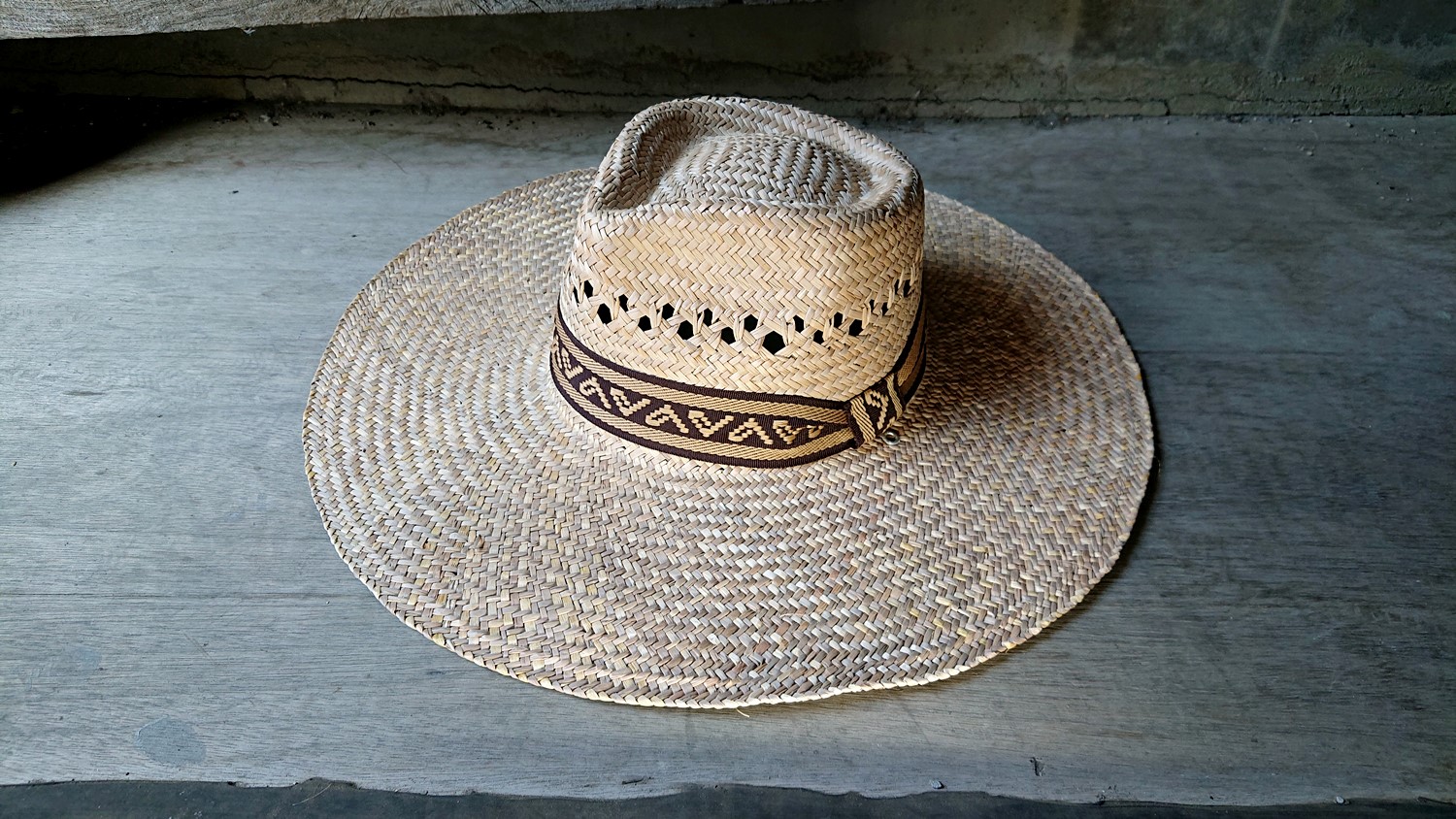 4吋水滴寬帽沿-花樣編織-緞帶可指定