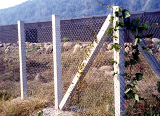水泥樁菱形圍籬網、安全刮刀刺網圍籬