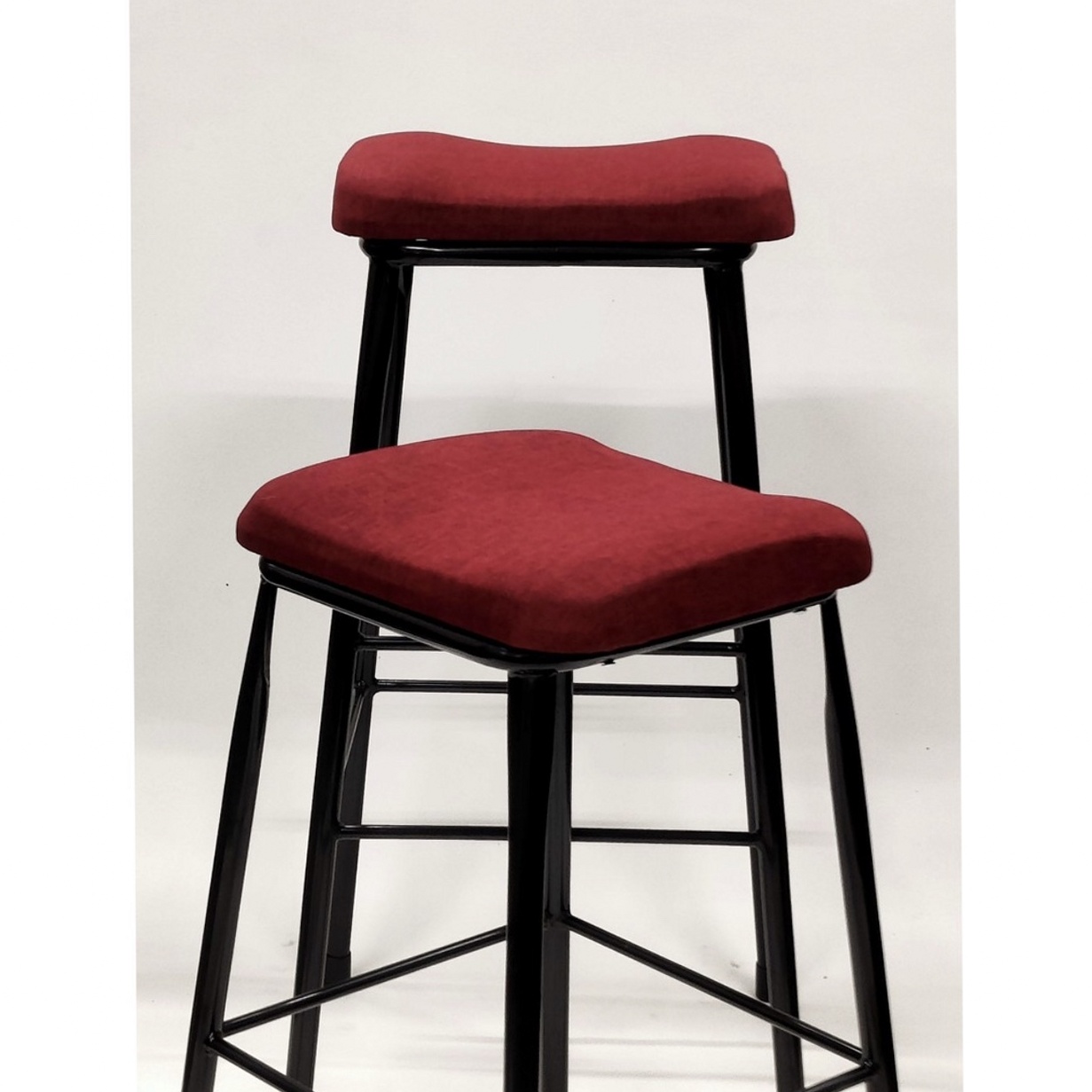 WU027天然亞麻吧台椅【酒紅色】