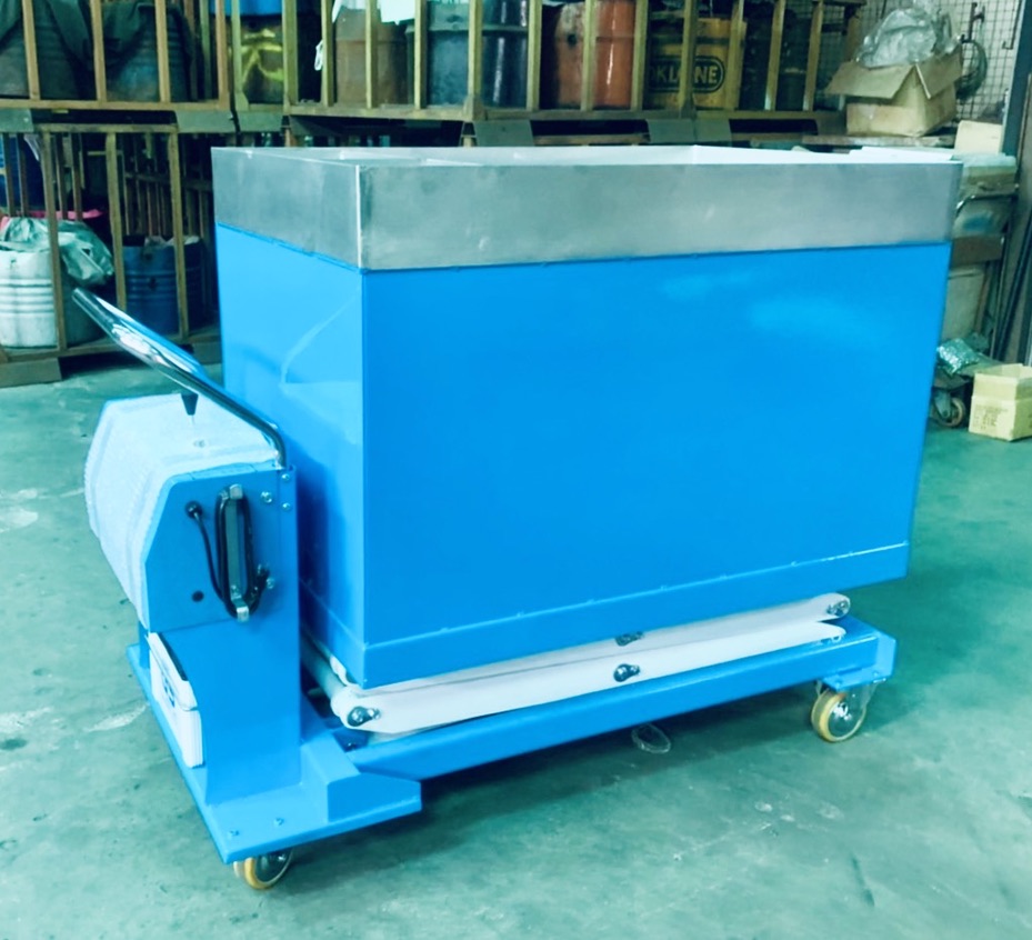 特規三叉式電動升降台車＋不鏽鋼朝天盤