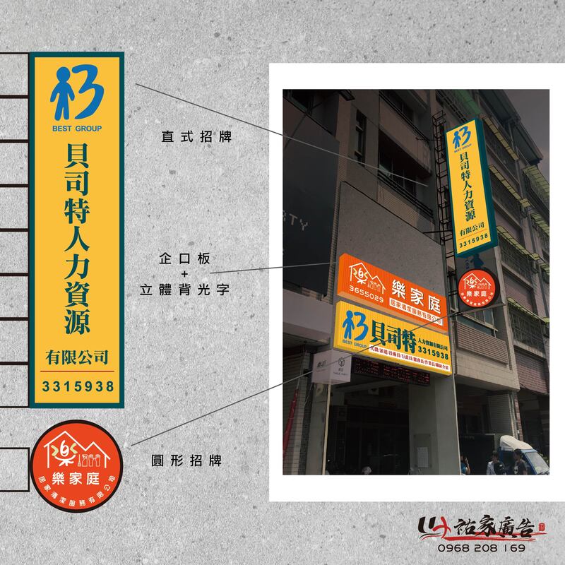 貝司特人力資源店面招牌視覺整體規劃設計