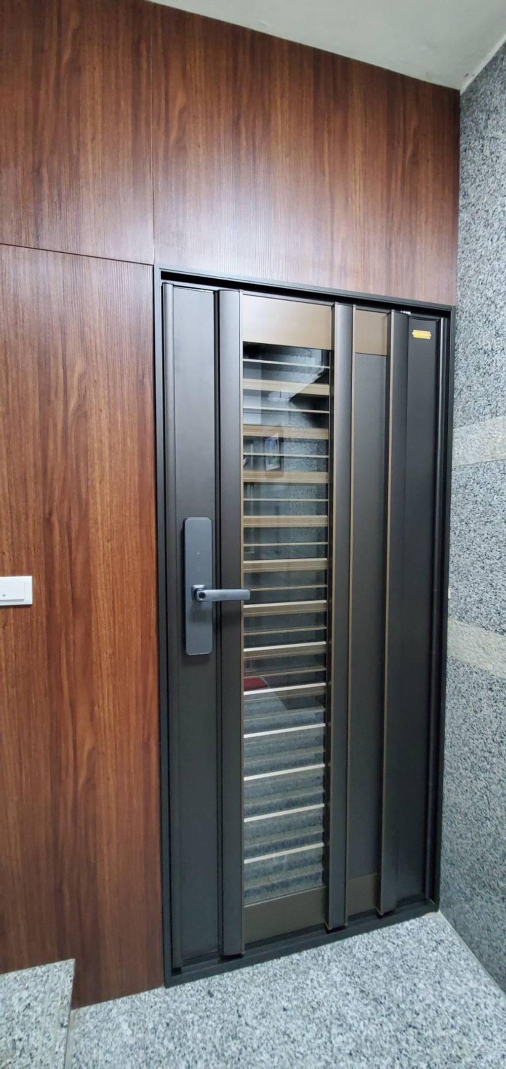 大鑅精品門-鋁合金雙玄關搭配APD880型電子鎖